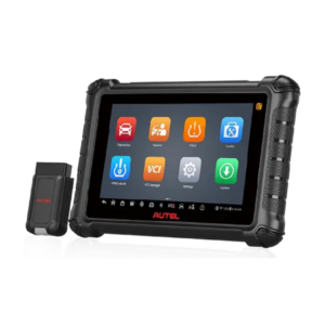 Scanner automotivo intermediário avançado Autel MaxiCheck MX900-TS efetuando a leitura por aproximação de um sensor de pressão de pneu TPMS.
