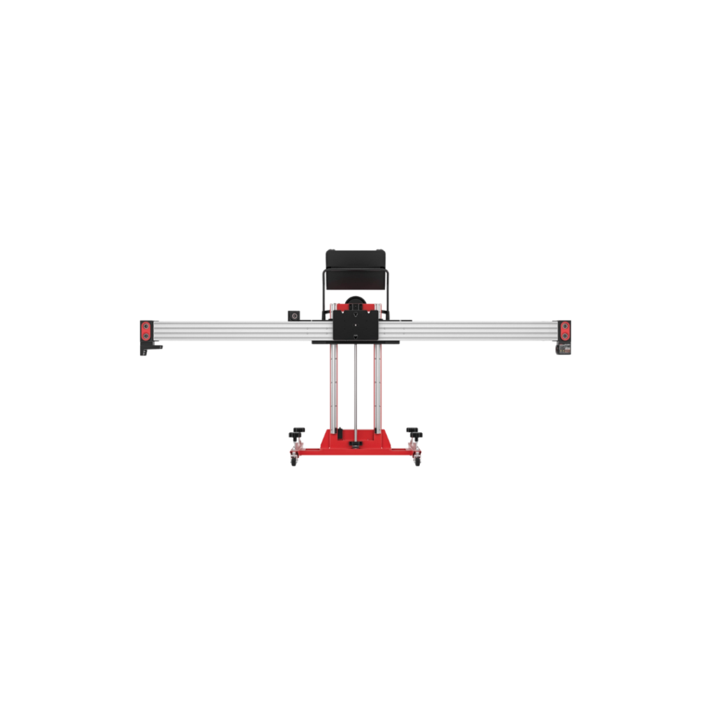 Sistema de câmeras tridimensionais Autel MaxiSYS IA800 montado na estrutura Standard Frame com garras de roda e alvos refletores.