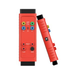 Adaptador Autel G-BOX3 conectado com linhas coloridas de pinagem para leitura de central eletrônica em bancada.