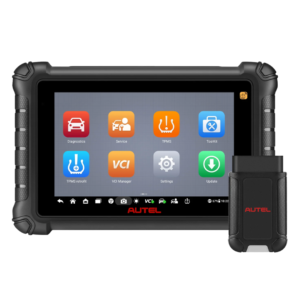 Scanner automotivo intermediário avançado Autel MaxiCheck MX900-TS efetuando a leitura por aproximação de um sensor de pressão de pneu TPMS.